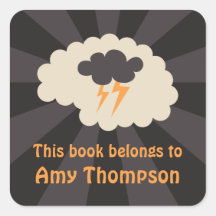 Retro brainstorming bookplate stickers/book labels