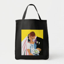 Retro Bride and Groom, You May Now Kiss the Bride Canvas Bag