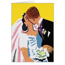 Retro Bride and Groom, You May Now Kiss the Bride Card