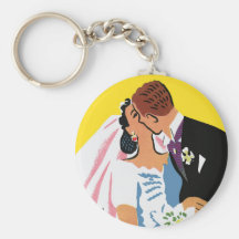 Retro Bride and Groom, You May Now Kiss the Bride Key Chains