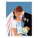 Retro Bride and Groom, You May Now Kiss the Bride Post Card