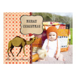 Retro Bronze Camel Christmas Photo Card