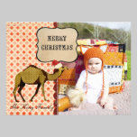 Retro Bronze Camel Christmas Photo Card invitations