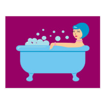 Retro Bubble Bath Girl Postcard