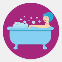 Retro Bubble Bath Girl Sticker