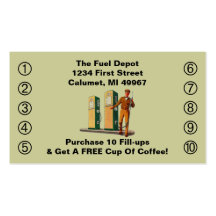Retro Business Punch Cards Gas Pumps Service smile Business Cards