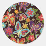 Retro Butterflies Round Stickers