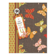 Retro Butterflies TY Postcard