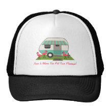Retro Camper / Trailer & Pink Flamingos Home Is... Hats