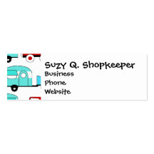 Retro Camping Trailer Turquoise Red Vintage Cars Business Cards