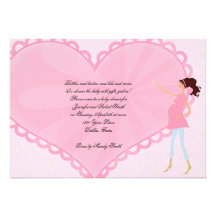 Retro Cartoon Pink Heart Baby Shower Invitation