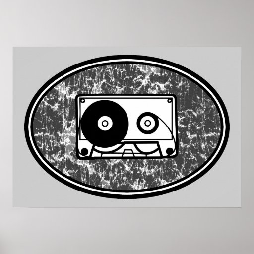 Retro Cassette Tape Black & White Print