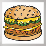 retro cheese hamburger print