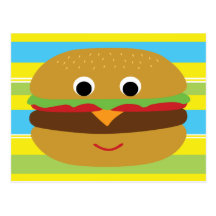 Retro Cheeseburger Postcard