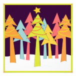 Retro Christmas Trees Holiday Party Custom Invitation
