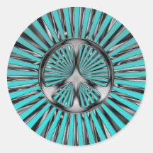 RETRO CHROME PEACE SIGN ROUND STICKERS