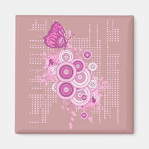 retro circles and butterfly design fridge magnets