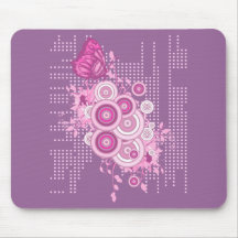 retro circles and butterfly design mouse pads