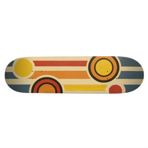Retro Circles & Lines Skate Deck