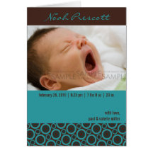 Retro Circles Teal • Baby Announcement Cards