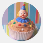 Retro Clown Cupcake Round Sticker