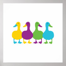 Retro Coloured Ducks posters