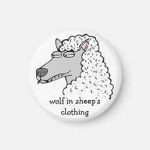 Retro Comic Toon "Wolf in Sheep's Clothing" Refrigerator Magnet