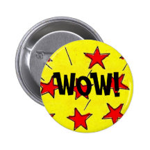 Retro Comix Stars "WOW!" Button
