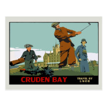 Retro Cruden Bay Scotland Golf Ad Post Card