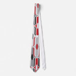 Retro Curves Red and Black Pattern Custom Tie ties