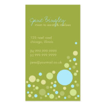 "Retro Dots" Aqua & May Green Mummy Business Card