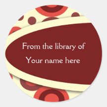Retro Dots Personalised Bookplates Round Stickers