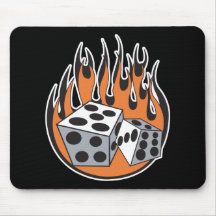 retro flaming dice design mouse mat