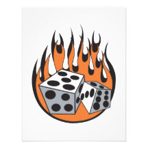 retro flaming dice design personalized invitation