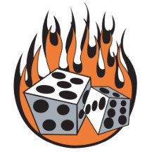 retro flaming dice design photo cut out