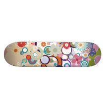 Retro Floral Circles & Splats Spring Pastels Skateboard Decks