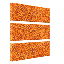 Retro Floral Orange Stretched Canvas Print