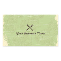 Retro Floral Pattern Catering business card