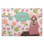 Retro Floral Pink Llama Placemat