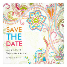 Retro Floral Save The Date Announcement