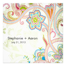 Retro Floral Wedding Invitation