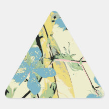 retro flower blue and yellow stickers