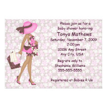 Retro Flowers Baby Shower Invitation (Pink AA)