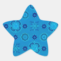 Retro Flowers Blue Sticker
