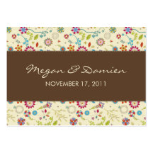 Retro Flowers · Brown· Wedding Favour Tag Business Card