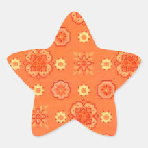 Retro Flowers Orange Star Sticker