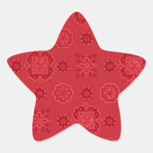 Retro Flowers Red Star Sticker