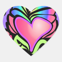 Retro funky groovy heart heart stickers