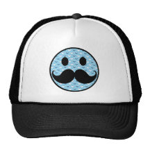 Retro Funny Black Handlebar Mustache Smiley Face Hats