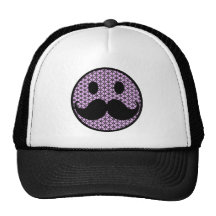 Retro Funny Black Handlebar Mustache Smiley Face Mesh Hats
